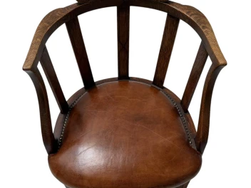 Art Deco Captain"s Chair or Armchair with Leather Seat, 1930s